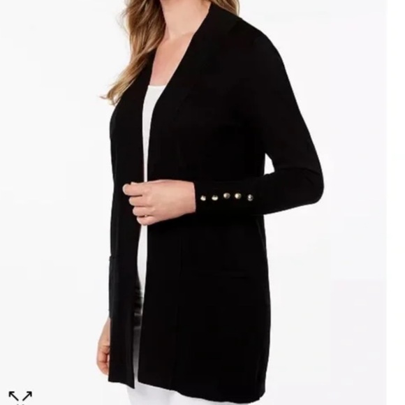 JM Collection Sweaters - JM Collection Black Open-Front Cardigan Sweater